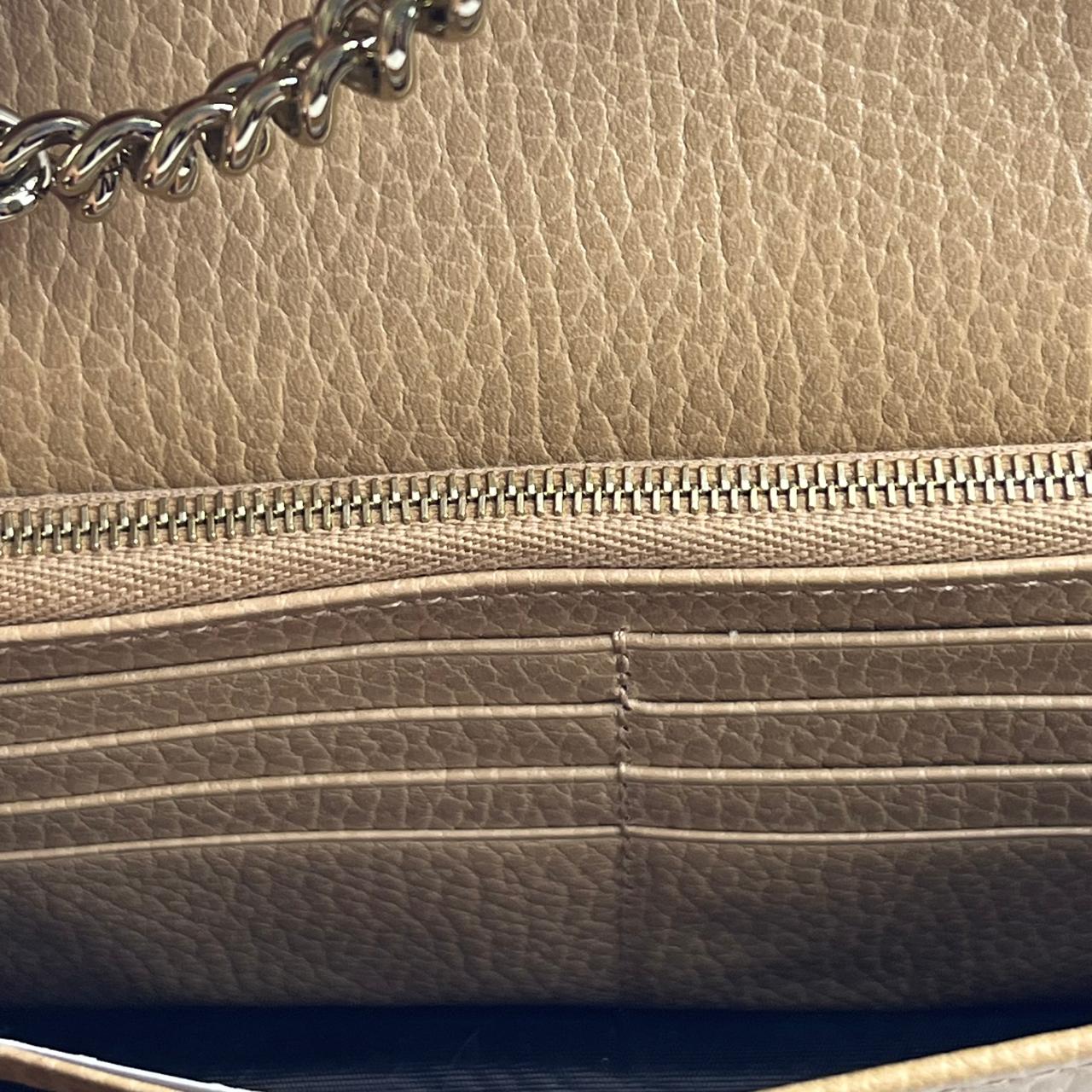 Gucci Interlocking Wallet on Chain Beige – 4.5"H x 7.5"L x 1.4"W