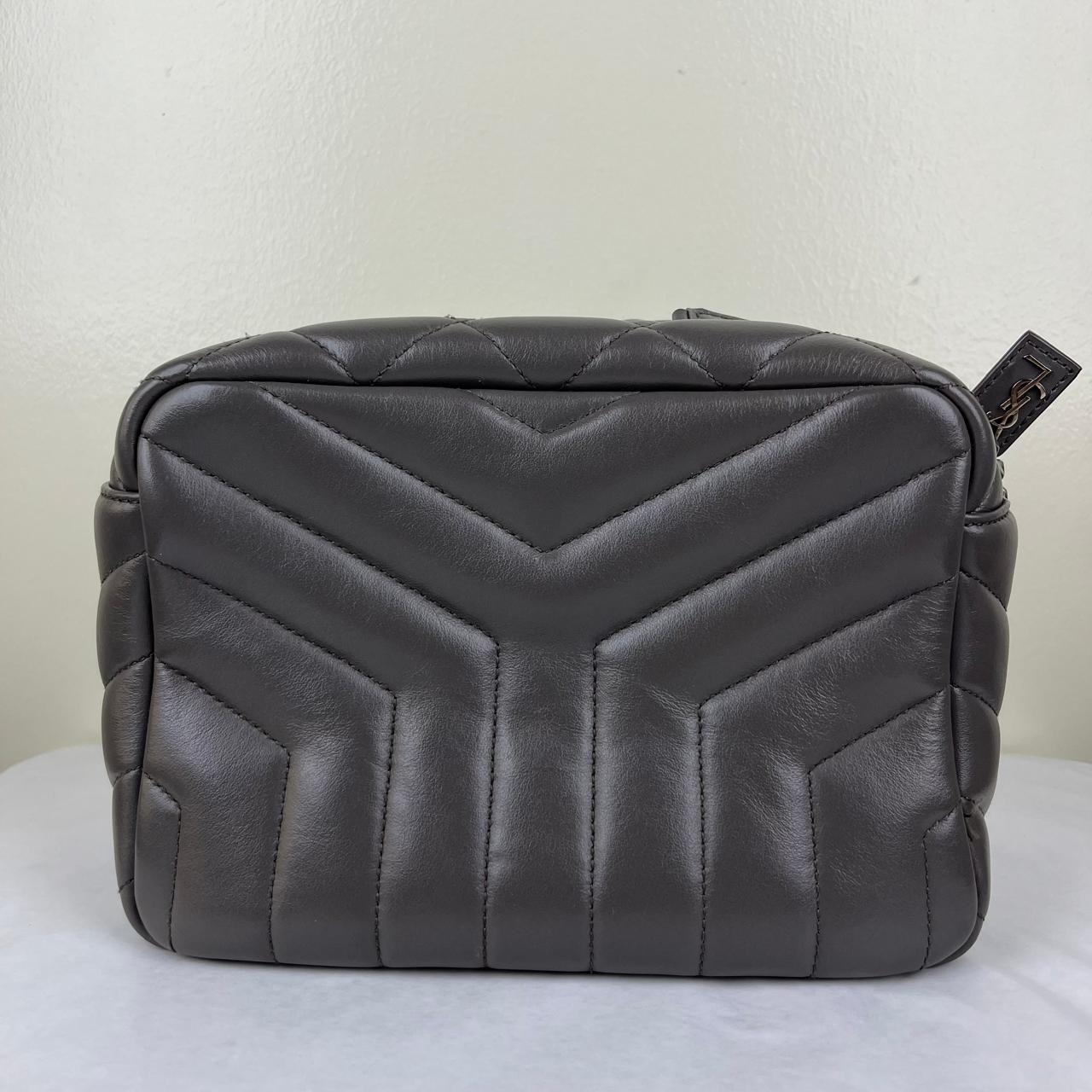 YSL Loulou Bowling Bag, Gray – 9.5"H x 13.7"L x 5.1"W