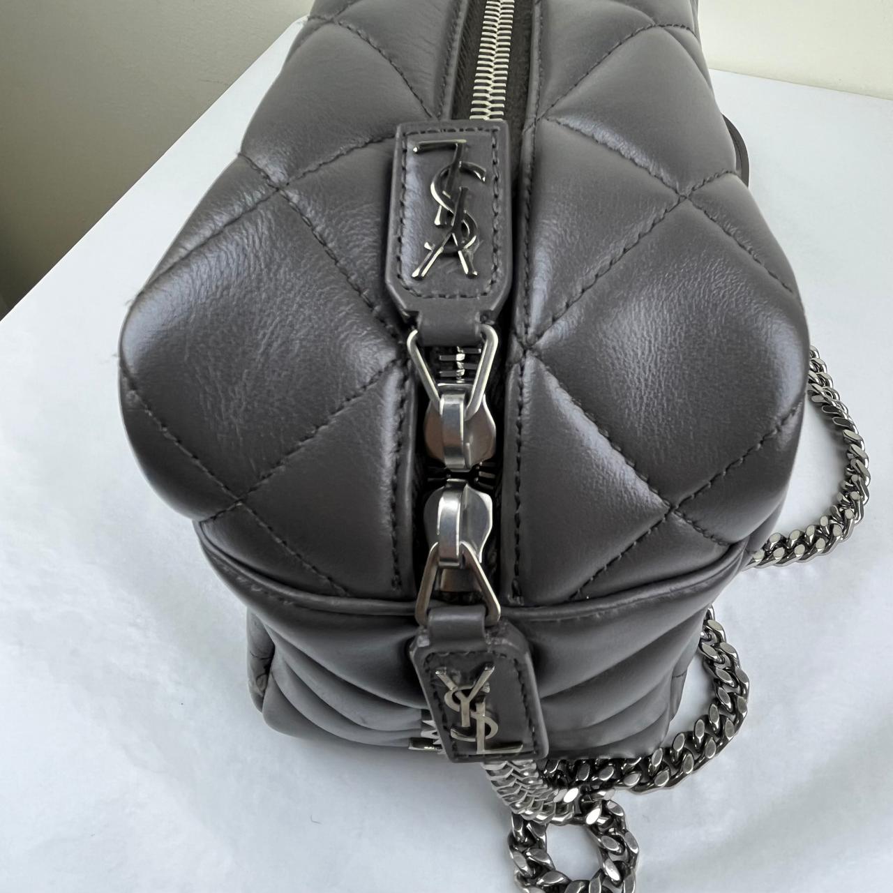 YSL Loulou Bowling Bag, Gray – 9.5"H x 13.7"L x 5.1"W