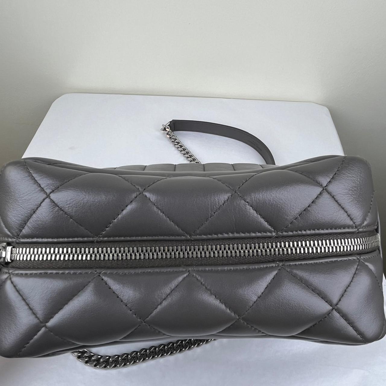 YSL Loulou Bowling Bag, Gray – 9.5"H x 13.7"L x 5.1"W