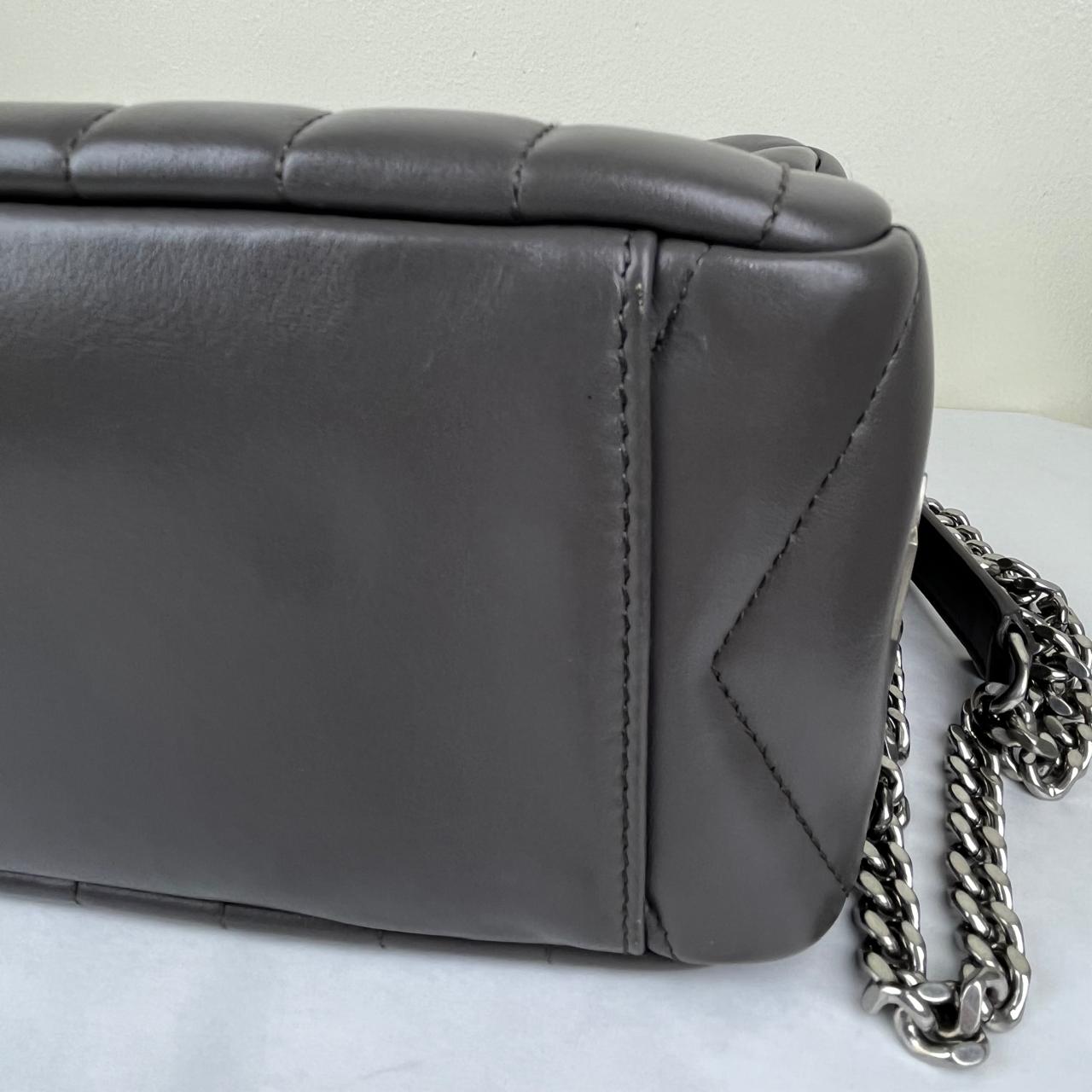 YSL Loulou Bowling Bag, Gray – 9.5"H x 13.7"L x 5.1"W