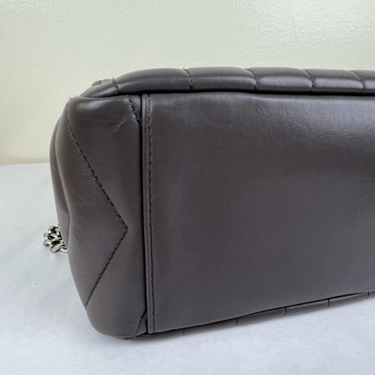 YSL Loulou Bowling Bag, Gray – 9.5"H x 13.7"L x 5.1"W