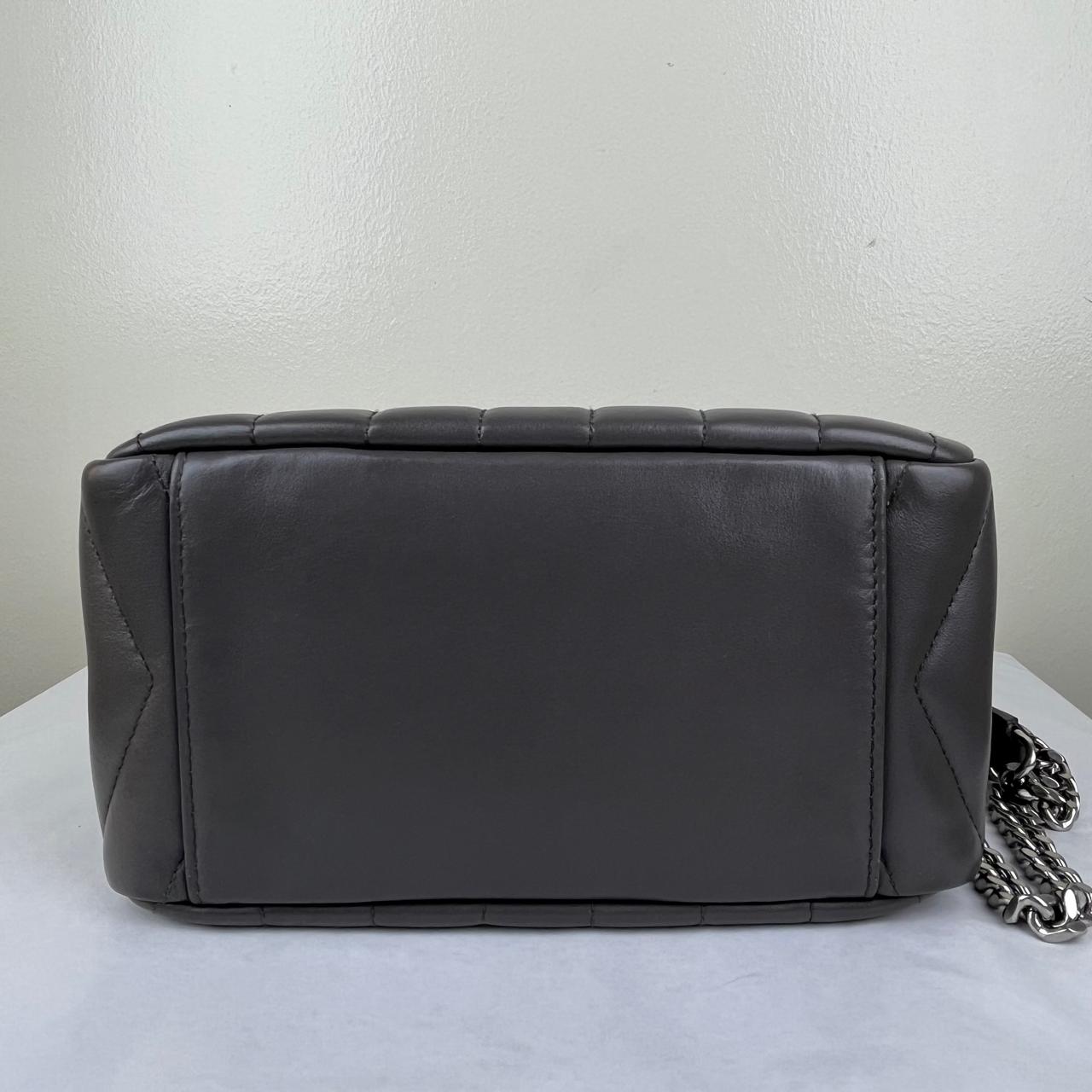 YSL Loulou Bowling Bag, Gray – 9.5"H x 13.7"L x 5.1"W
