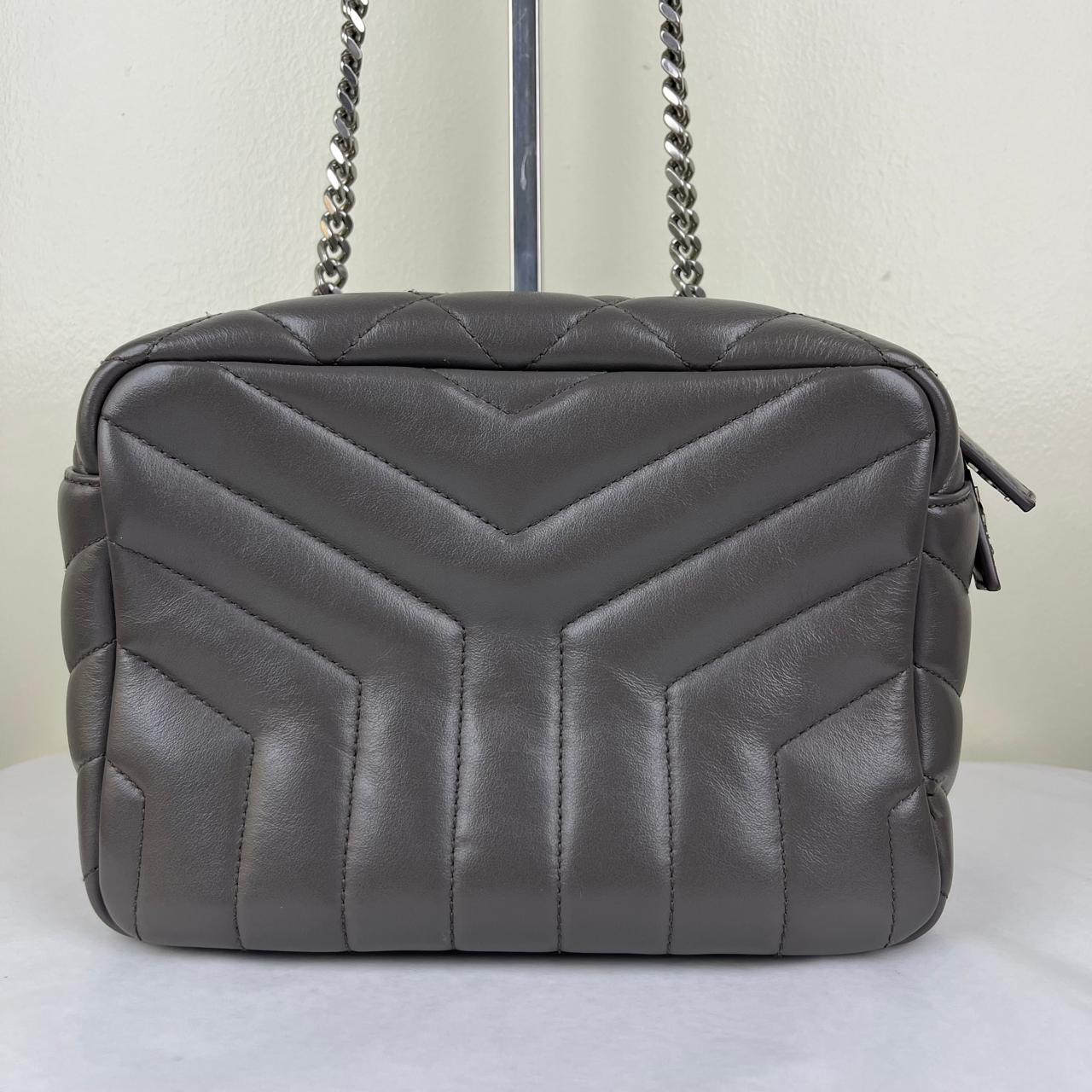 YSL Loulou Bowling Bag, Gray – 9.5"H x 13.7"L x 5.1"W