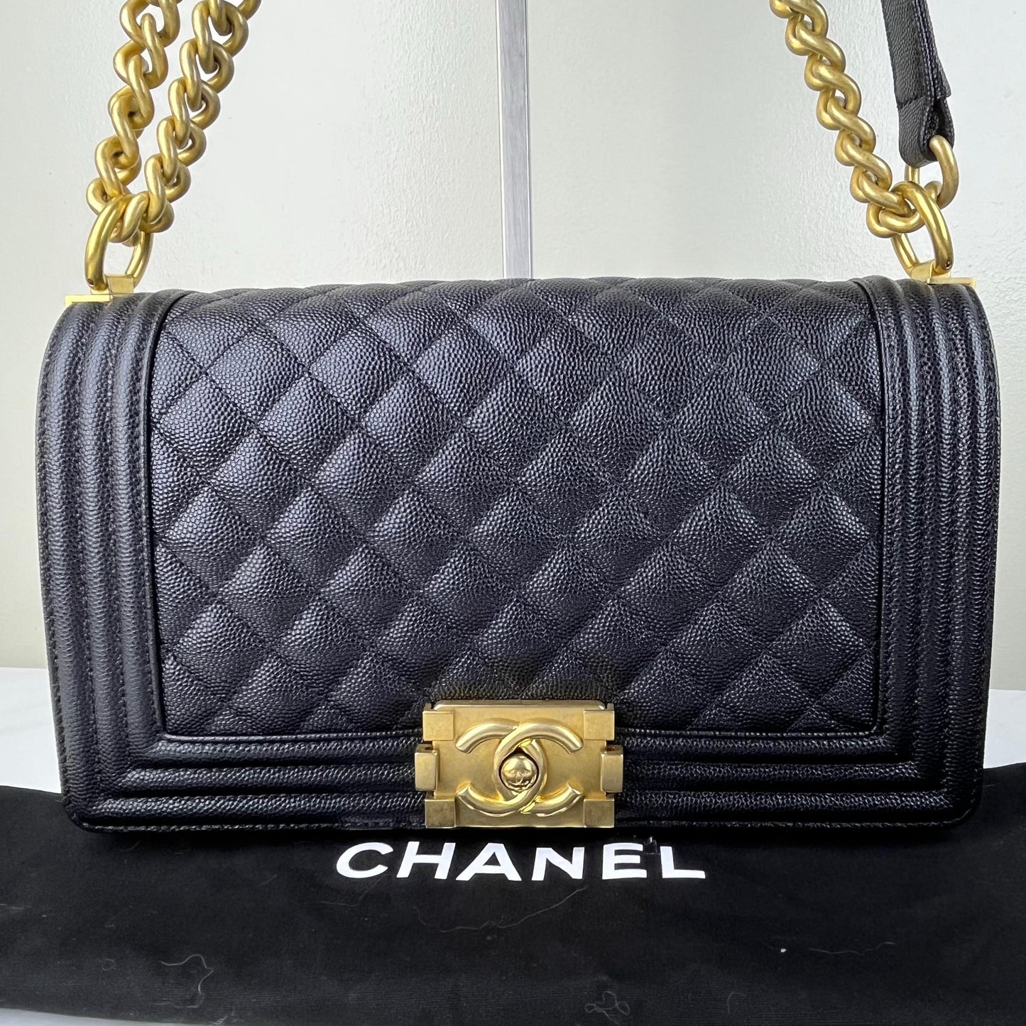 Chanel Le Boy Black – 5.9"H x 9.8"L x 3.5"W