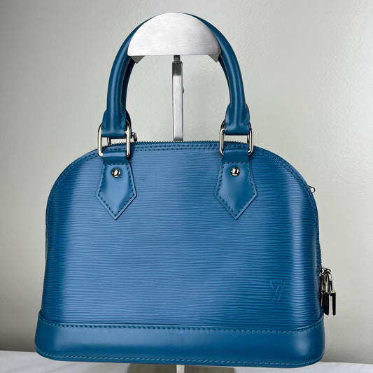 Louis Vuitton Alma BB Epi Teal – 6.7"H x 9.8"L x 4.7"W
