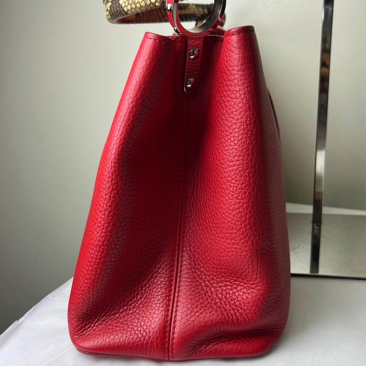 Louis Vuitton	Capucine Large Red with Snake Skin Handle