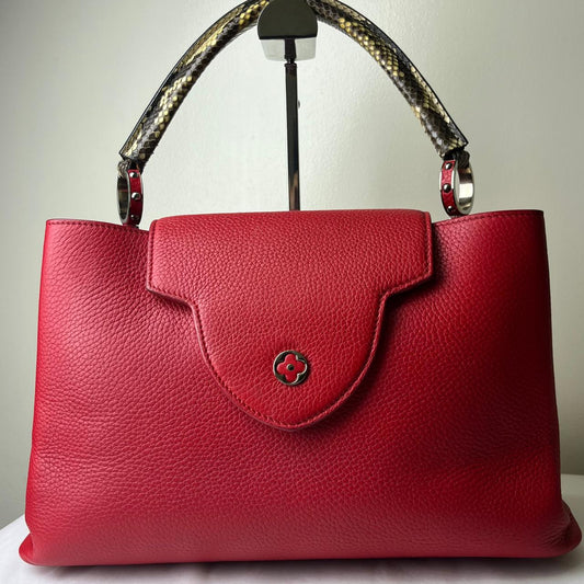 Louis Vuitton	Capucine Large Red with Snake Skin Handle