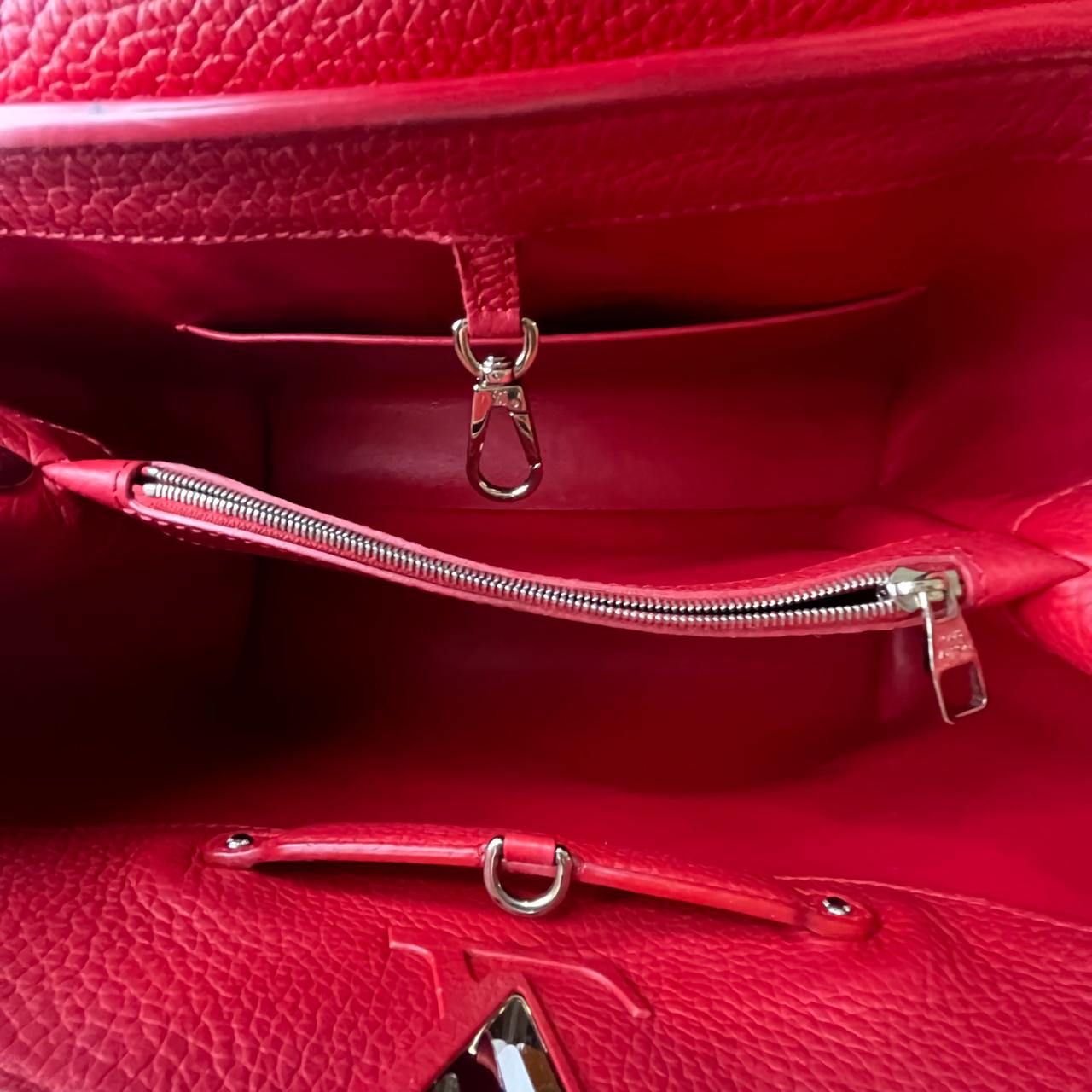 Louis Vuitton	Capucine Large Red with Snake Skin Handle
