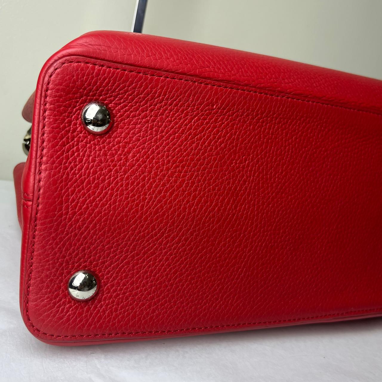 Louis Vuitton	Capucine Large Red with Snake Skin Handle
