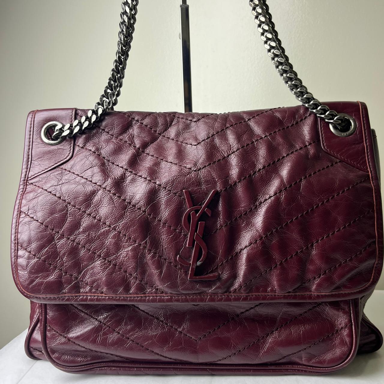 YSL Niki Chain Flap Maroon