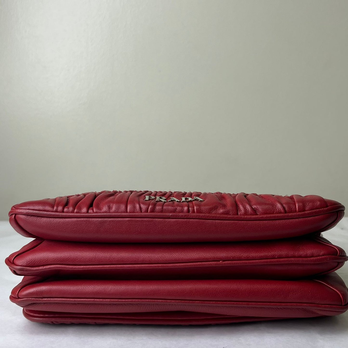 Prada Nappa Gaufre Wallet on Chain Red