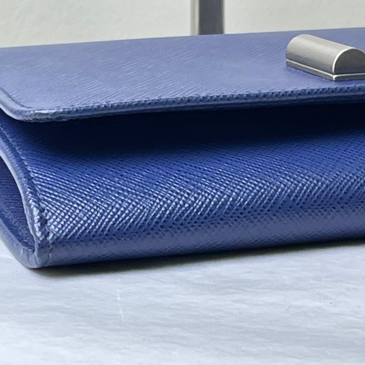 Prada Brandnew Saffiano Lock Chain Wallet - Blue