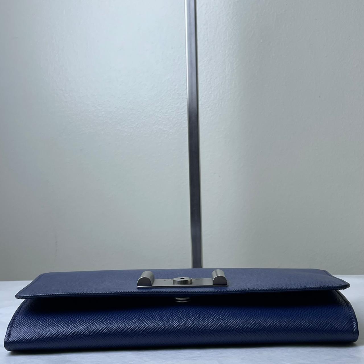 Prada Brandnew Saffiano Lock Chain Wallet - Blue