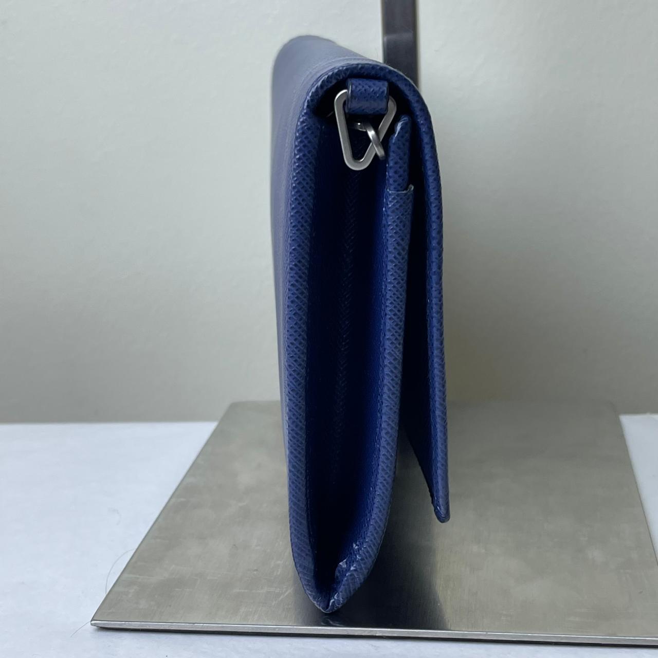 Prada Brandnew Saffiano Lock Chain Wallet - Blue