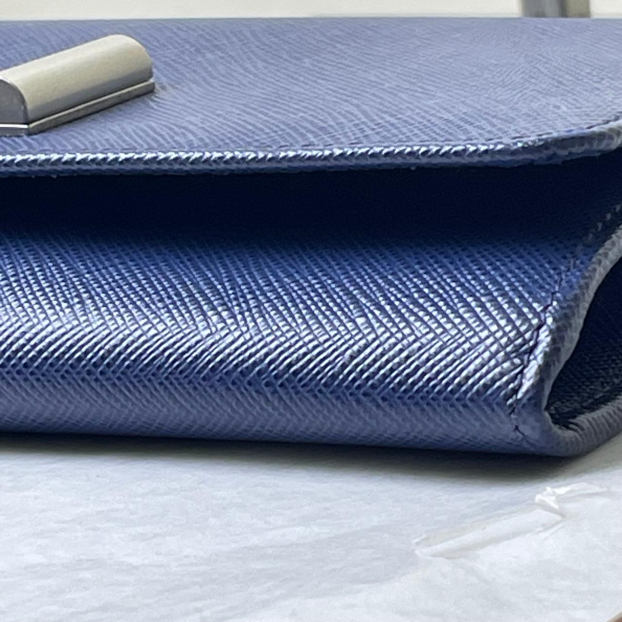 Prada Brandnew Saffiano Lock Chain Wallet - Blue