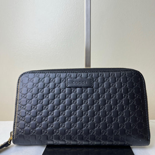Gucci Micro Guccissima Leather Long Wallet - Black