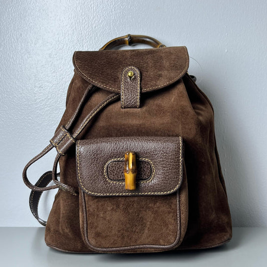 Gucci  Brown Suede Backpack