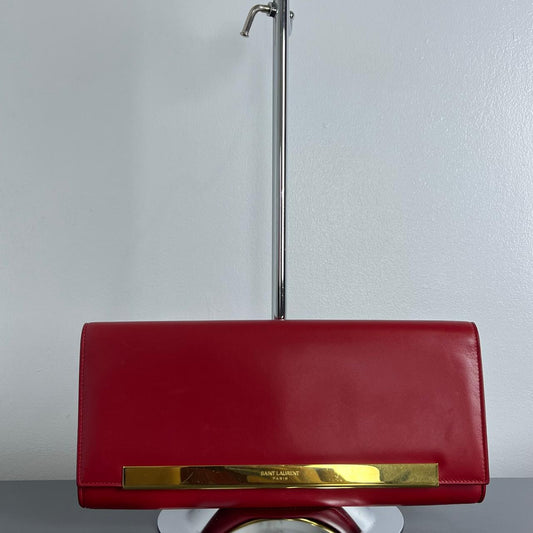 YSL	Lutetia Flap Clutch Red