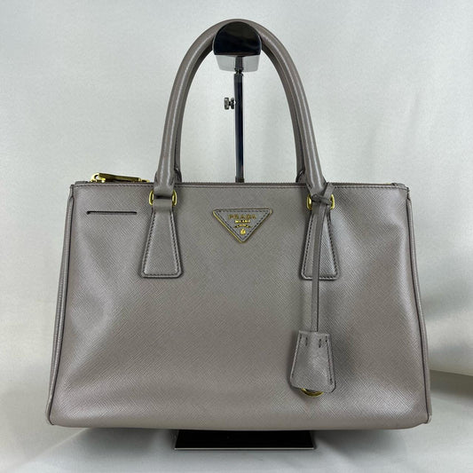 Prada Saffiano 2 Zip Tote Gray