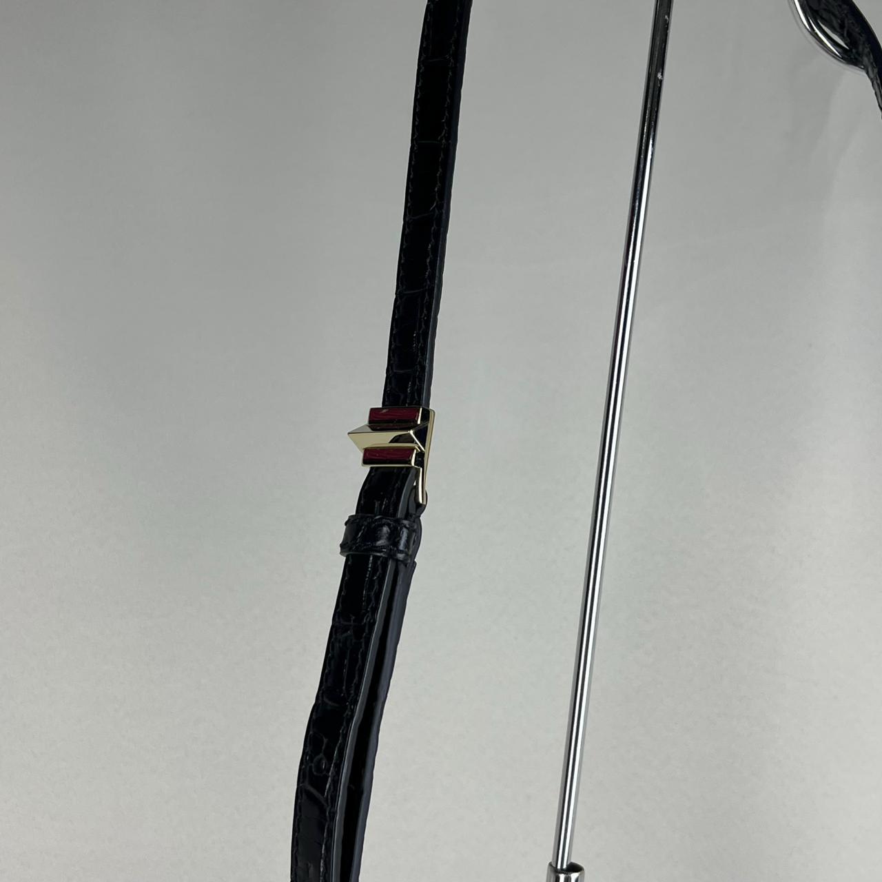 Givenchy Black Croc Embossed Leather Nobile Crossbody Black