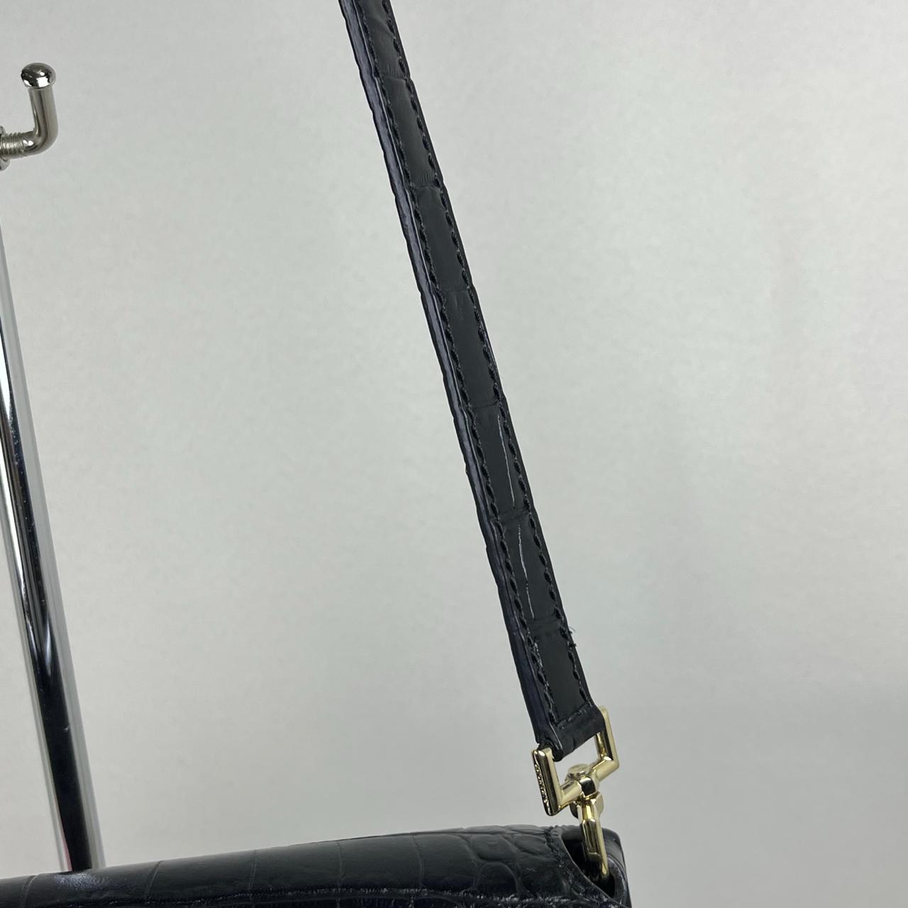 Givenchy Black Croc Embossed Leather Nobile Crossbody Black