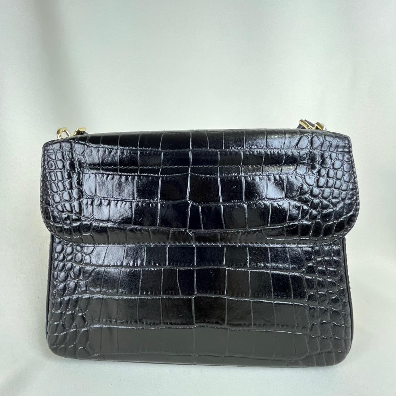 Givenchy Black Croc Embossed Leather Nobile Crossbody Black