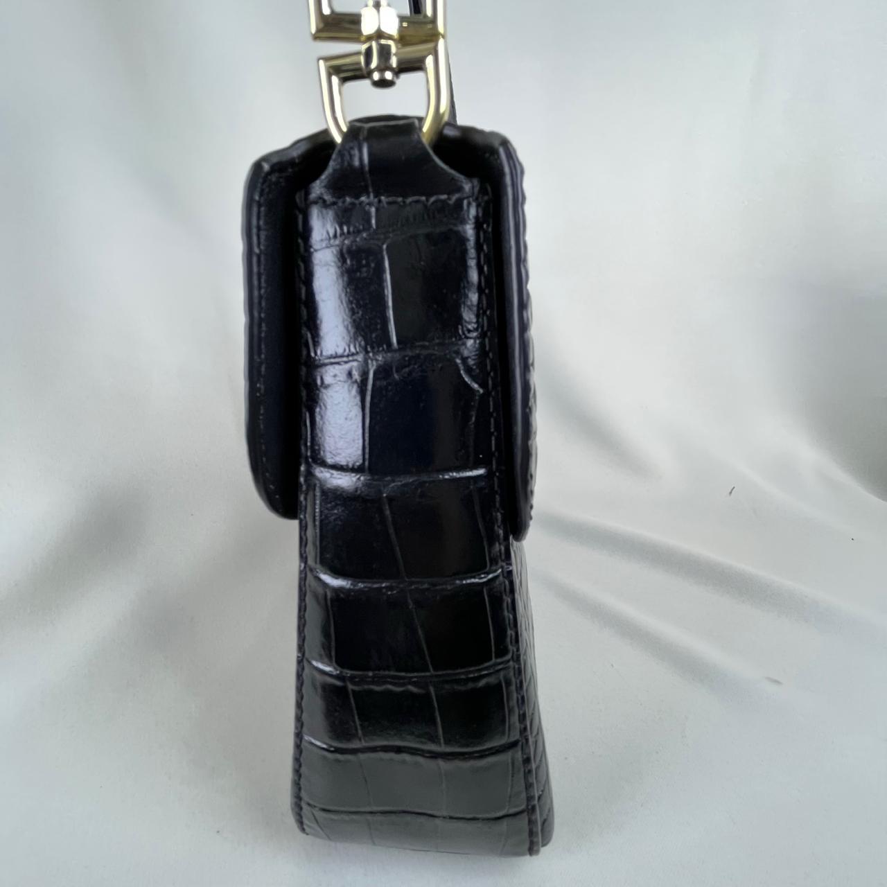 Givenchy Black Croc Embossed Leather Nobile Crossbody Black