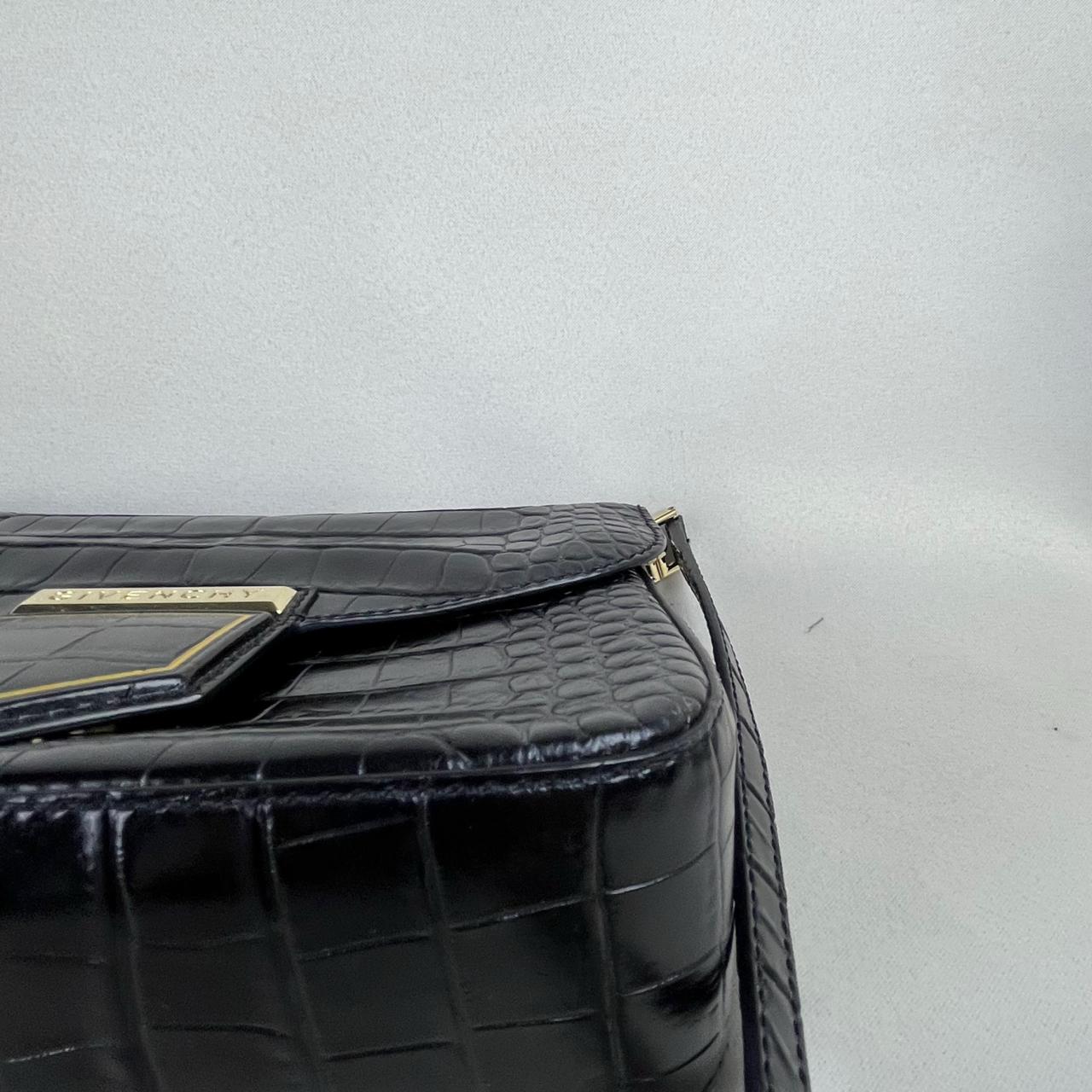 Givenchy Black Croc Embossed Leather Nobile Crossbody Black
