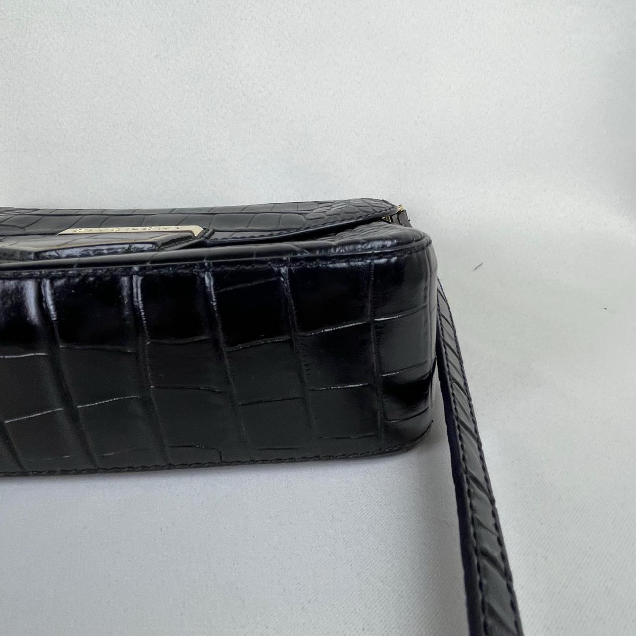 Givenchy Black Croc Embossed Leather Nobile Crossbody Black