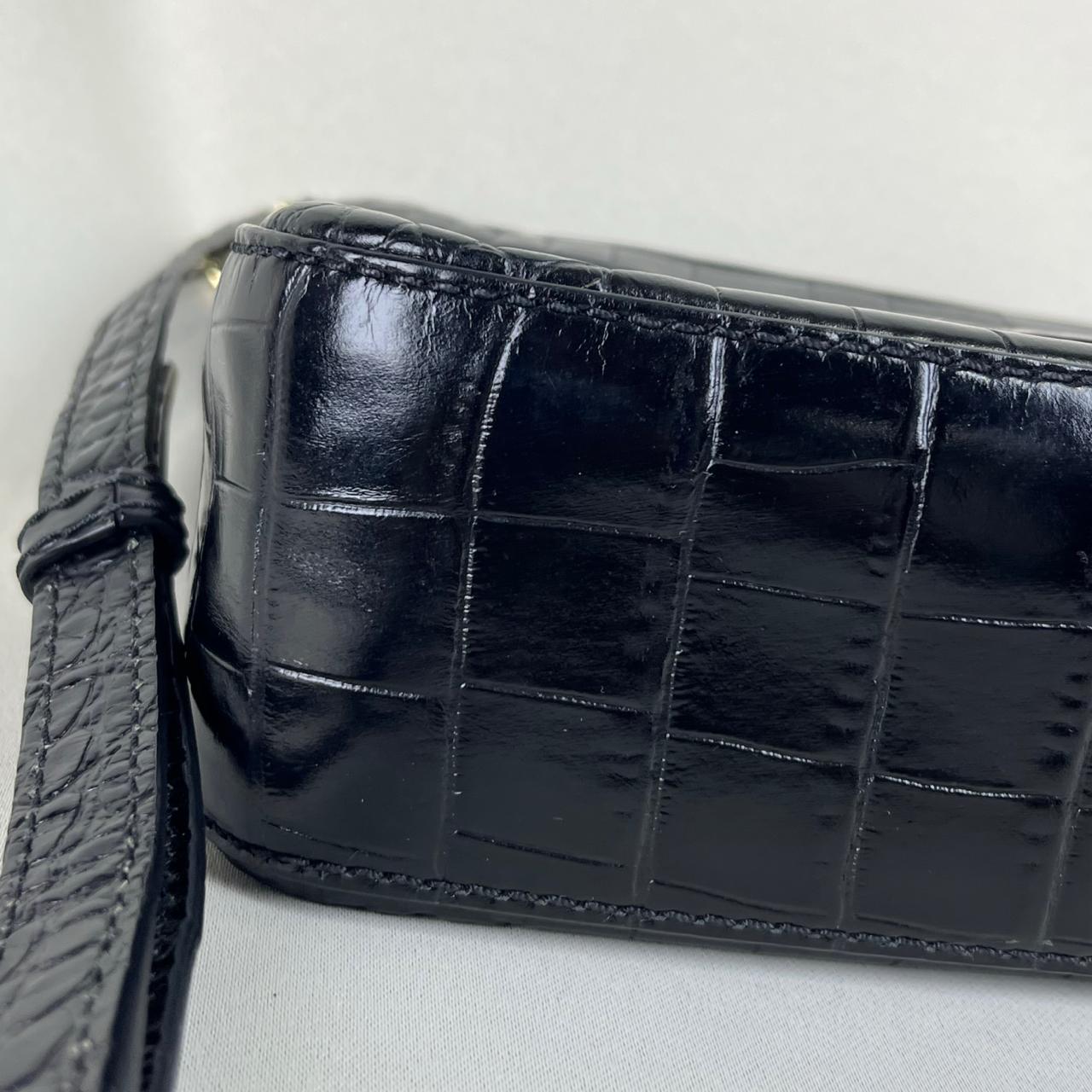 Givenchy Black Croc Embossed Leather Nobile Crossbody Black