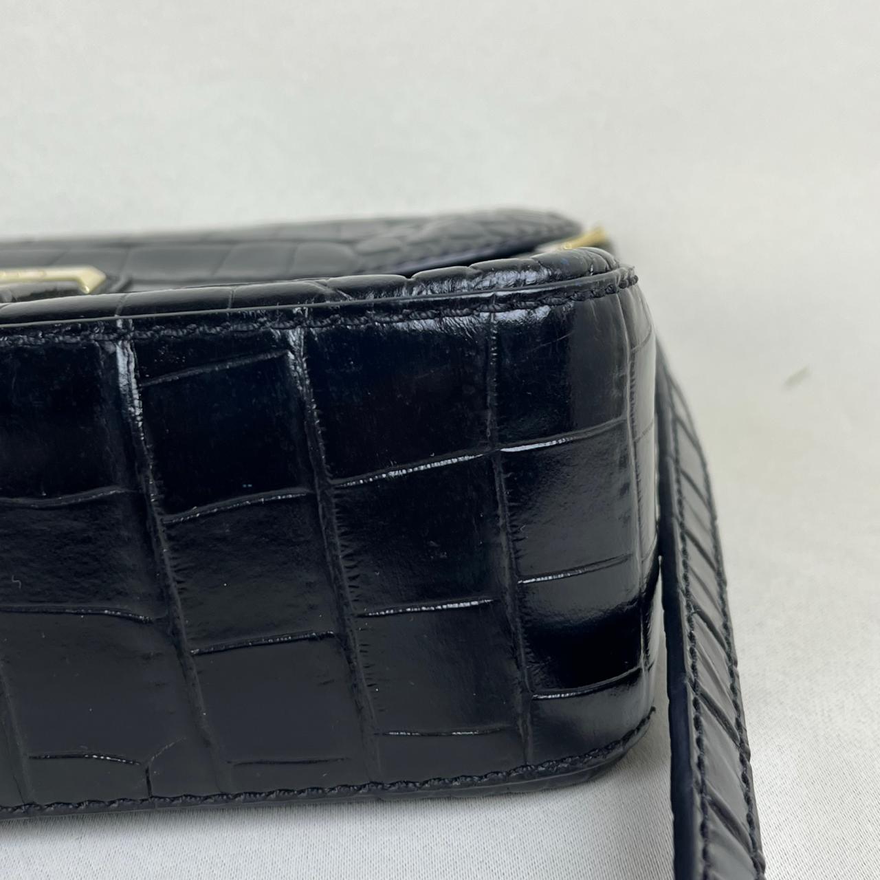 Givenchy Black Croc Embossed Leather Nobile Crossbody Black