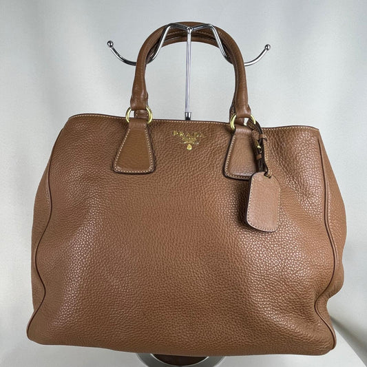 Prada Vitello Daino Tote Brown