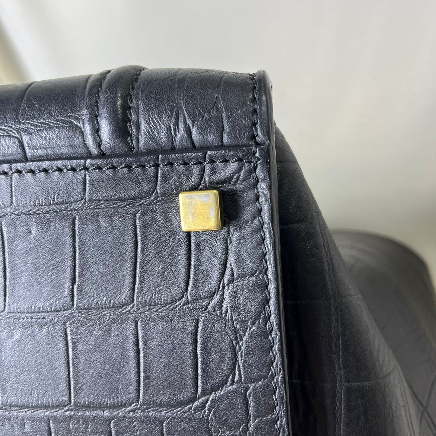 Celine Phantom Luggage Tote Bag Crocodile Embossed-Leather Black