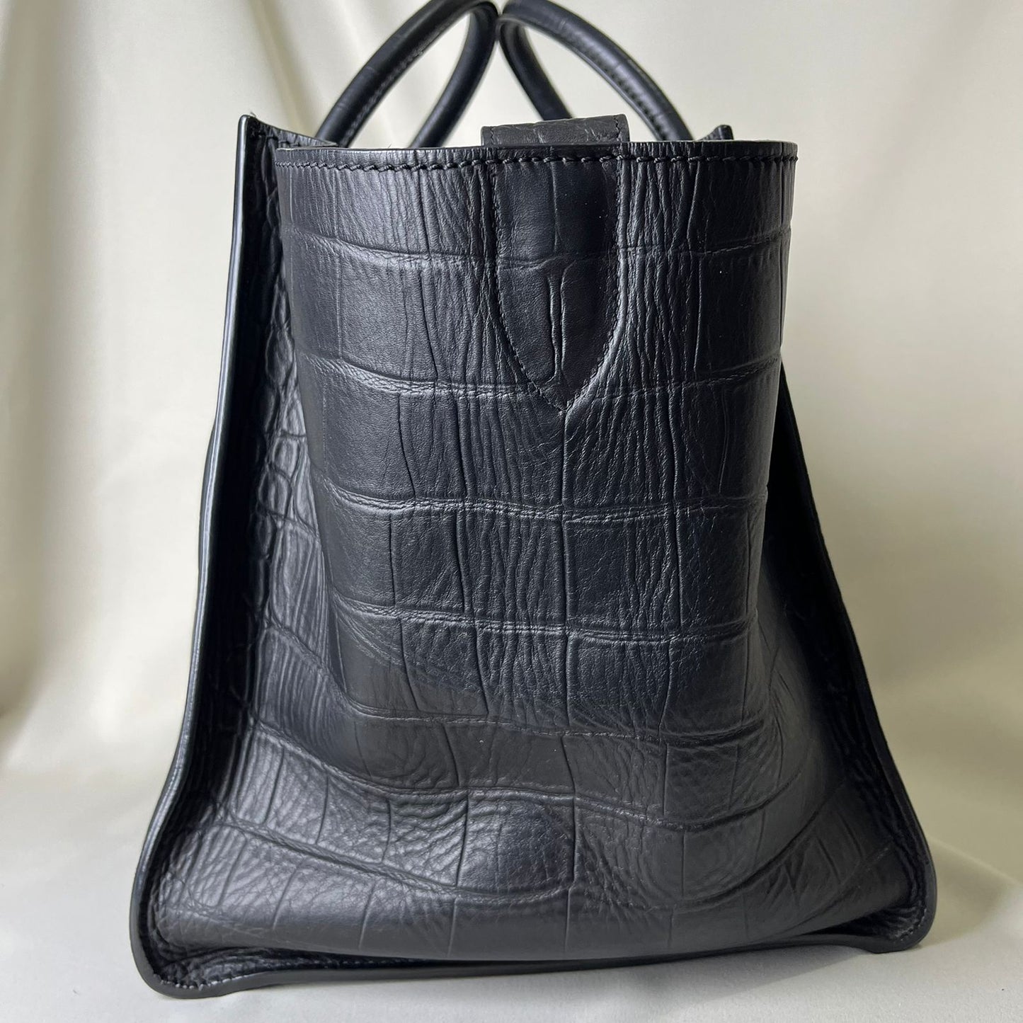Celine Phantom Luggage Tote Bag Crocodile Embossed-Leather Black