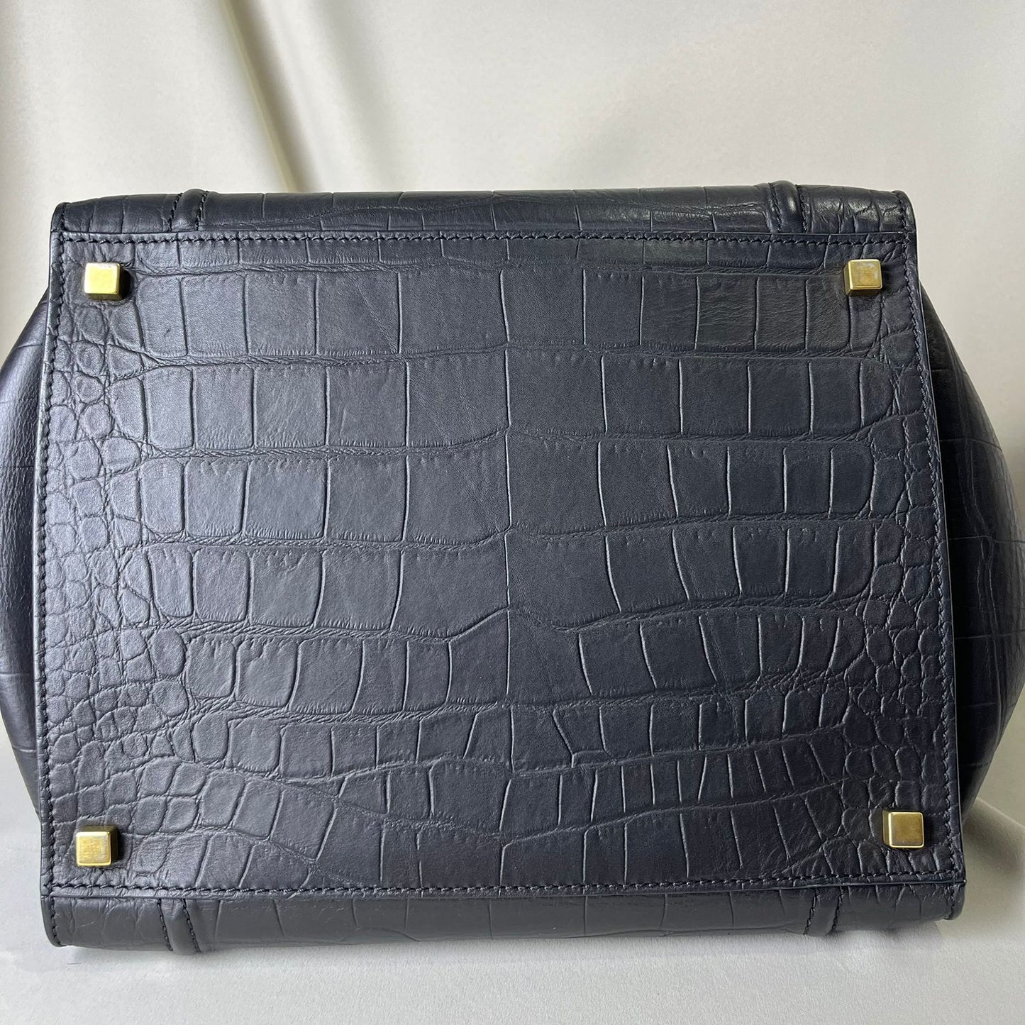 Celine Phantom Luggage Tote Bag Crocodile Embossed-Leather Black