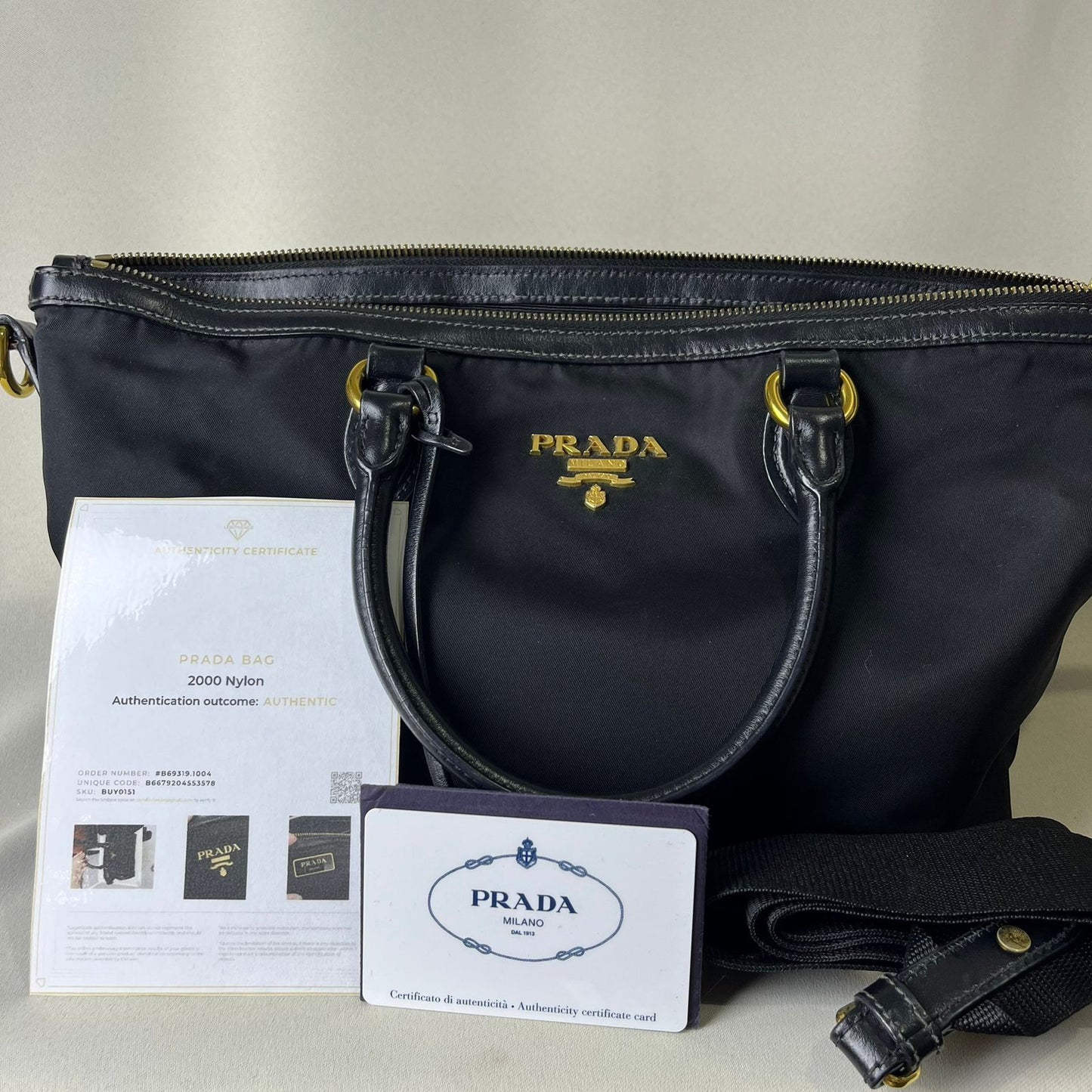 Prada Tessuto Nylon 2-way Tote Bag Black