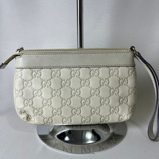 Gucci  Guccissima Leather Wristlet White