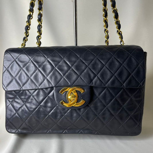 Chanel  Black Maxi Lambskin Flap