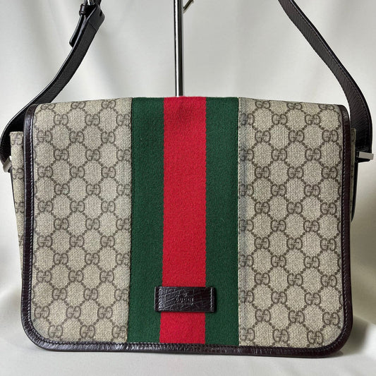 Gucci  GG Supreme Web Medium Flap Messenger