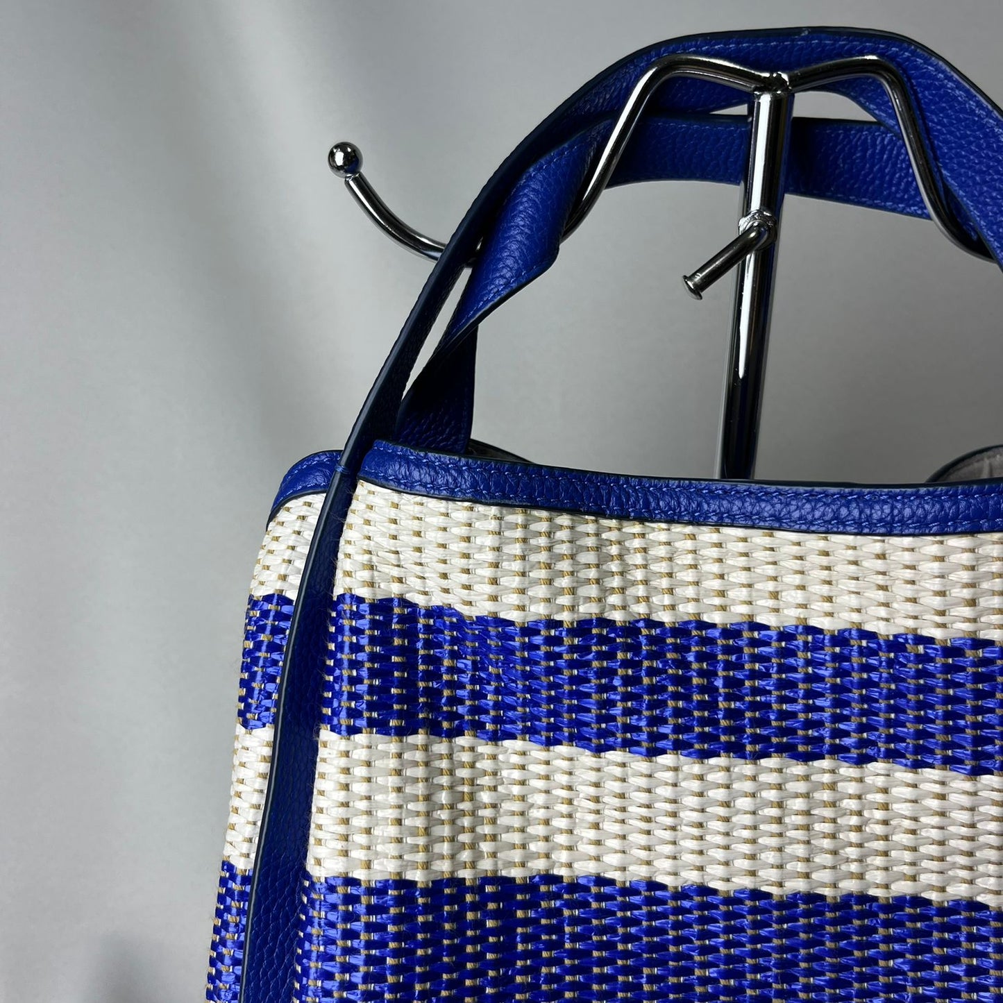 Kate Spade Knott Striped Woven Tote Blue