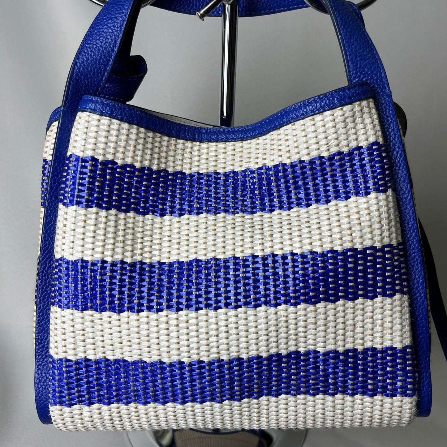 Kate Spade Knott Striped Woven Tote Blue