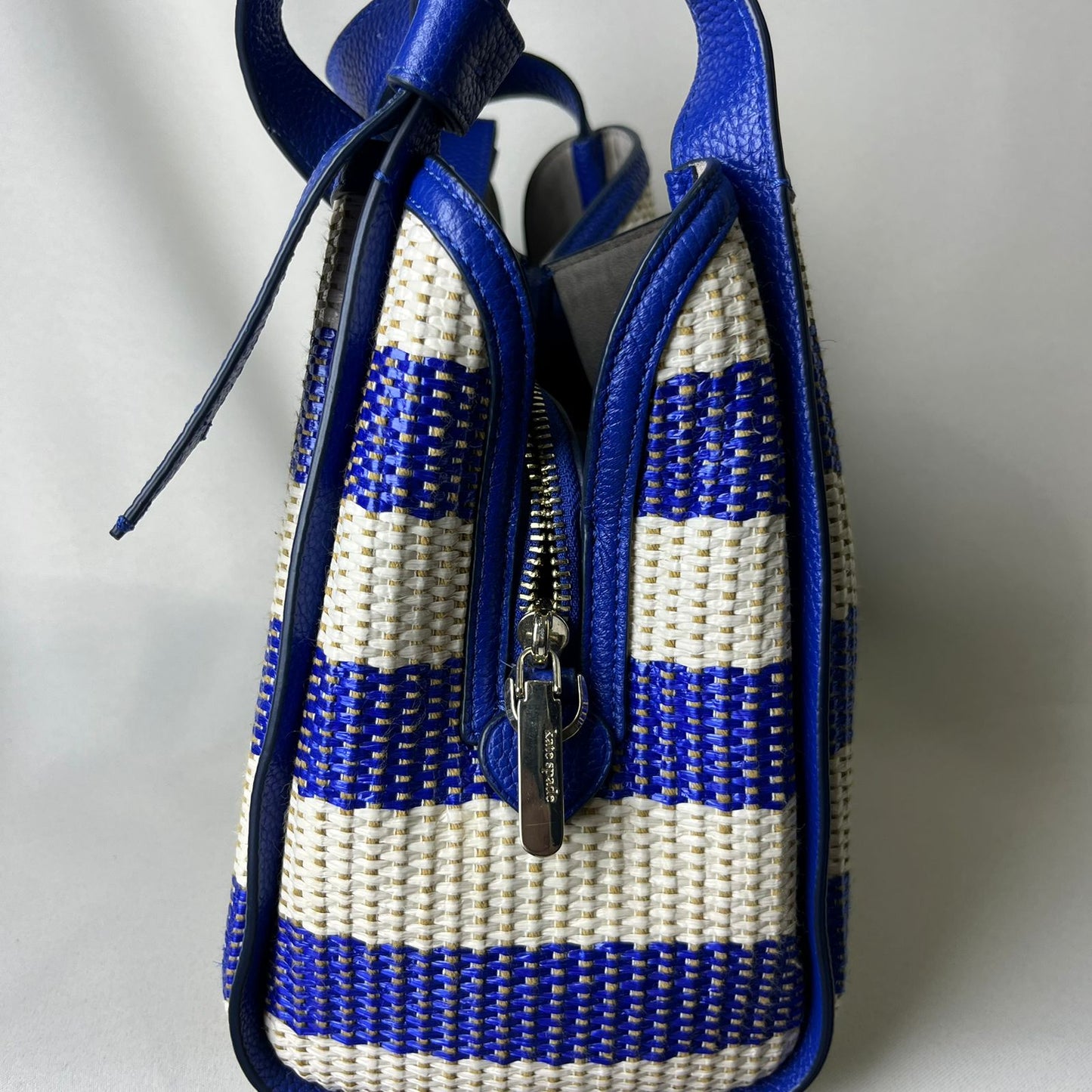 Kate Spade Knott Striped Woven Tote Blue