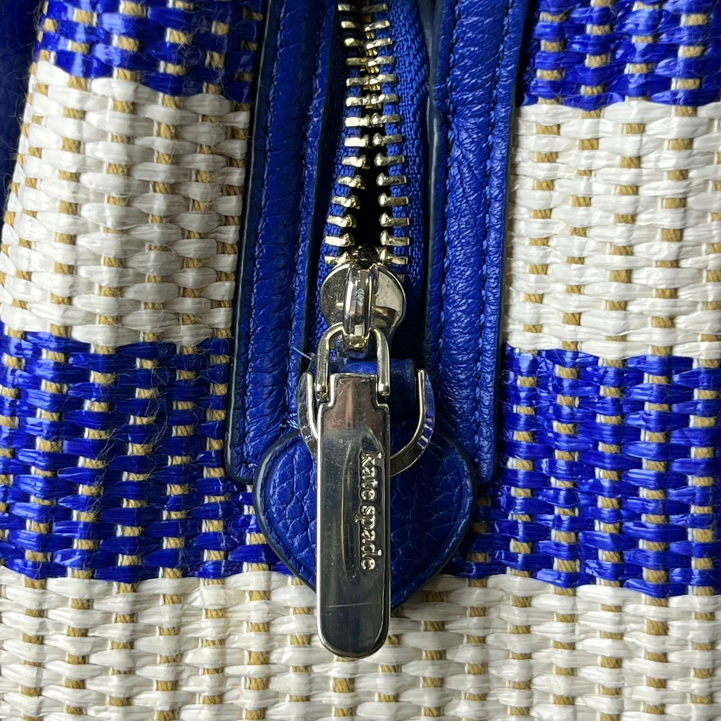 Kate Spade Knott Striped Woven Tote Blue