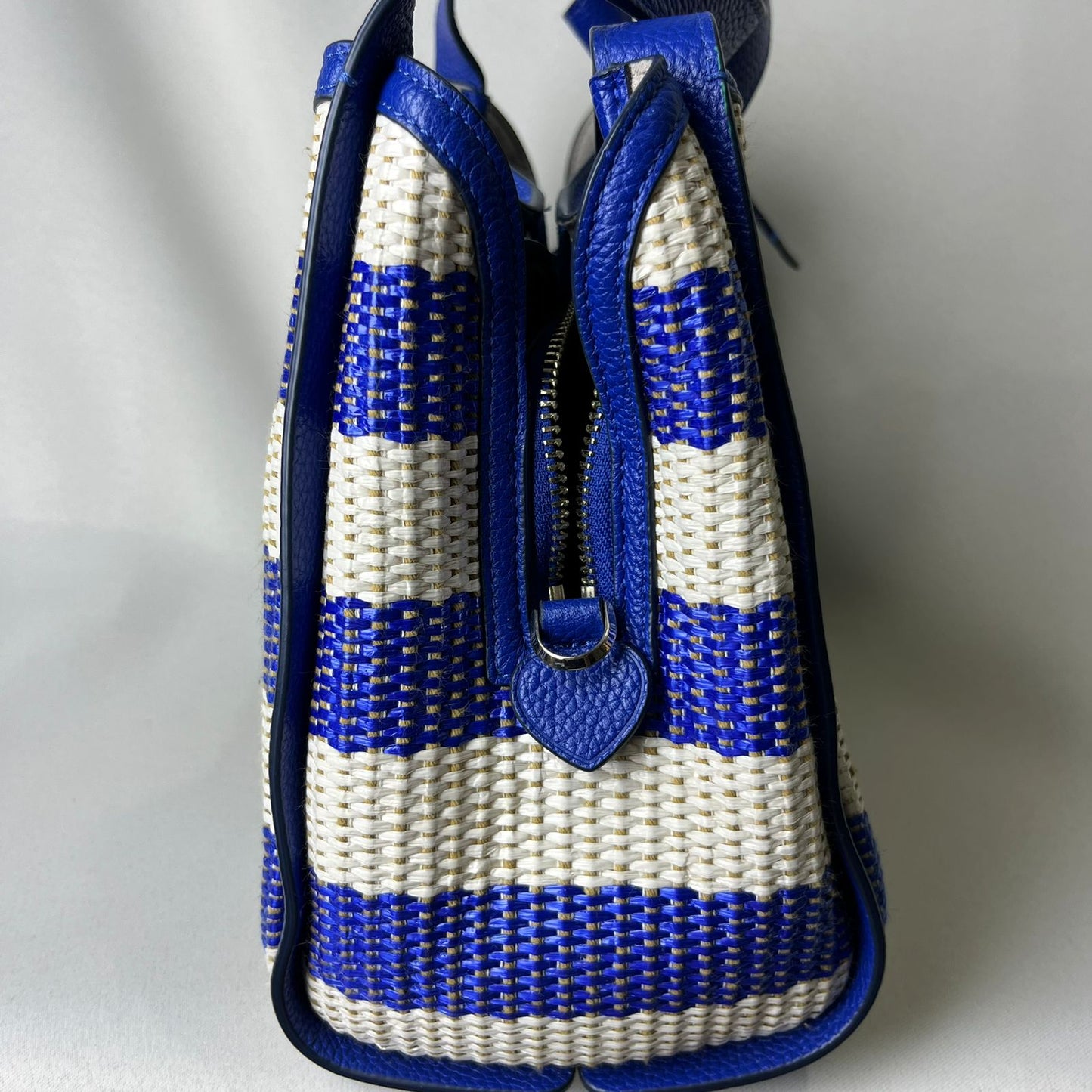 Kate Spade Knott Striped Woven Tote Blue