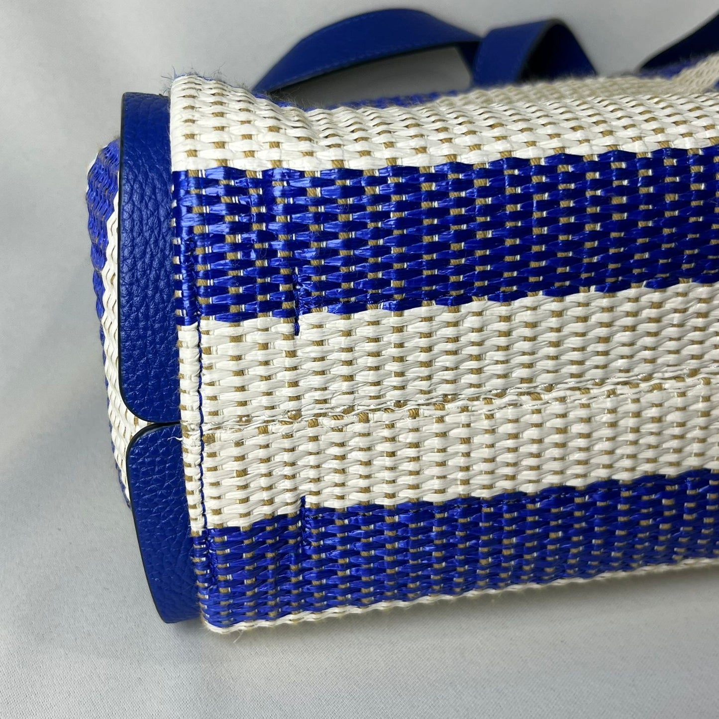 Kate Spade Knott Striped Woven Tote Blue