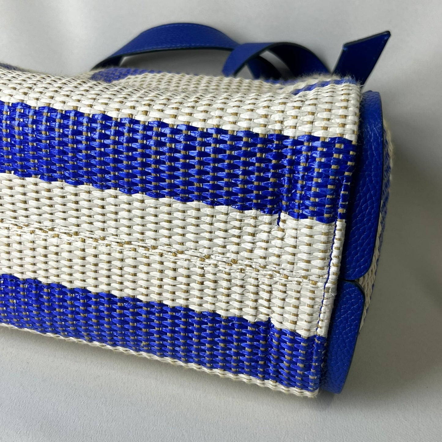 Kate Spade Knott Striped Woven Tote Blue