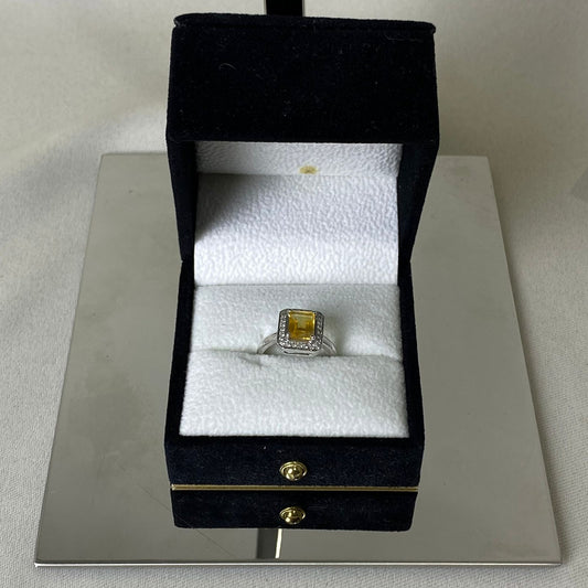 Ring  Dr 14k 3.5g s-7 wg citrine