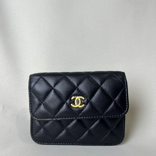 Chanel  Mini Flap Bag Black with Gold Ball Chain