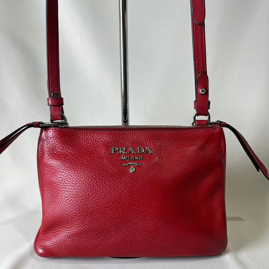 Prada Double Zip Crossbody Red